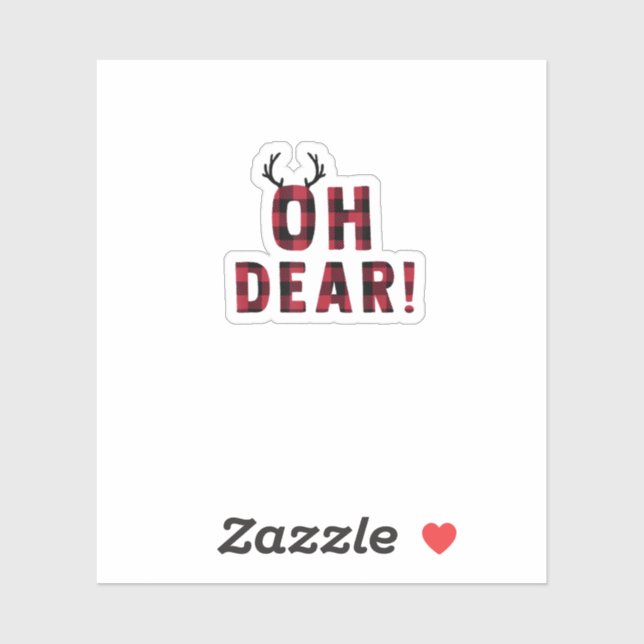 Sticker Funny Attitude Oh Dear Plaid Deer Creative Design  (Feuille)