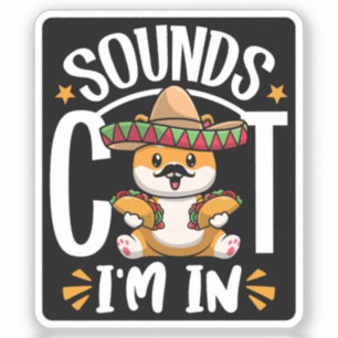 Sticker Funny Cat Cinco De Mayo Don Sombrero Tacos Lover