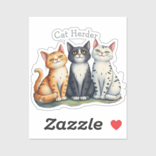 Sticker Funny Cat Herder Amoureux des chats de devis
