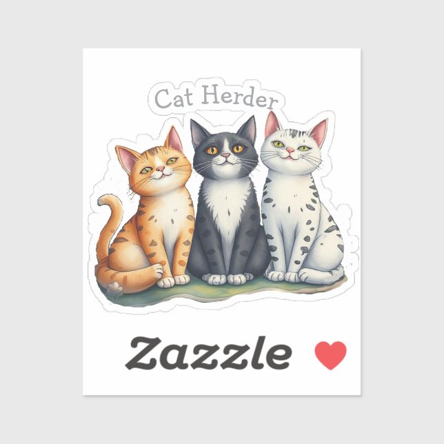 Sticker Funny Cat Herder Amoureux des chats de devis (Feuille)