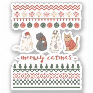 Sticker Funny Chat jeu de Noël - Chat Noël