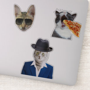 Sticker Funny Chat Manger Pizza