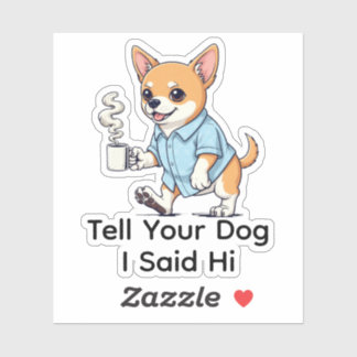 Sticker Funny Chihuahua dog Business Suit Coffee 