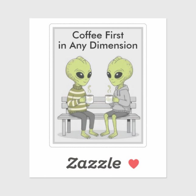 Sticker Funny Coffee and Aliens (Feuille)