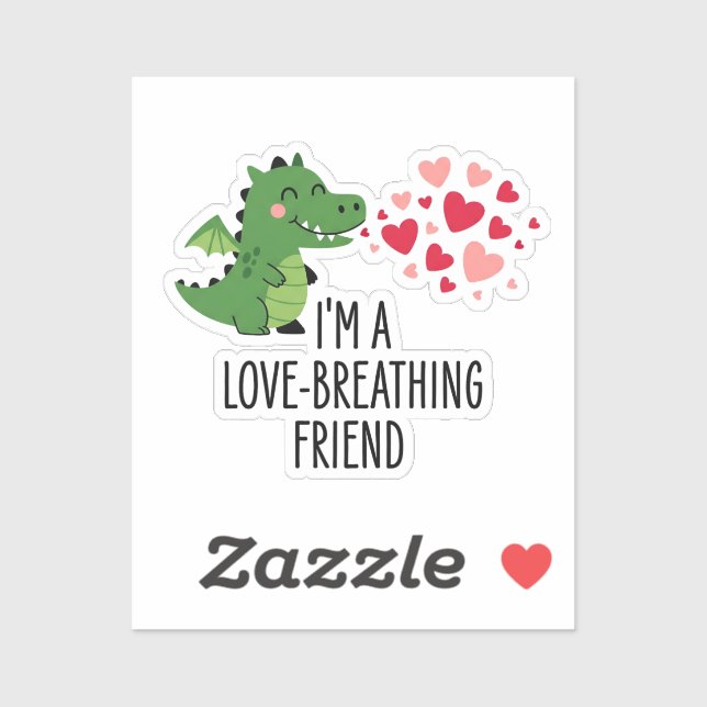 Sticker Funny Cute Love Breathing Dragon Friend (Feuille)