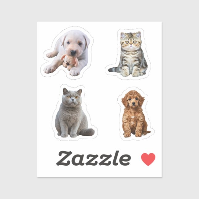 Sticker funny dog and cat (Feuille)