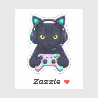 Sticker Funny Easter Cat Gamer Egg Controller Gaming