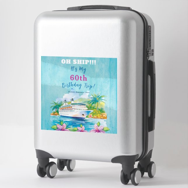 Sticker Funny Island Beach 60th Birthday Cruise (Sur valise)