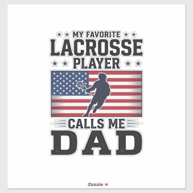 Sticker Funny Lacrosse Dad American Flag Vintage Shirt Des (Feuille)