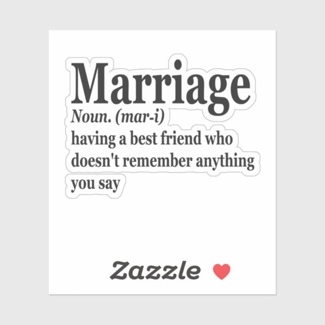 Sticker Funny Mariage Définition Couple Mari Femme Cadeau (Feuille)