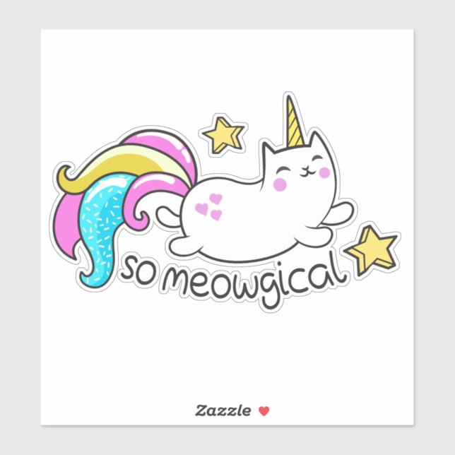 Sticker Funny méowlogique unicorne kitty (Feuille)