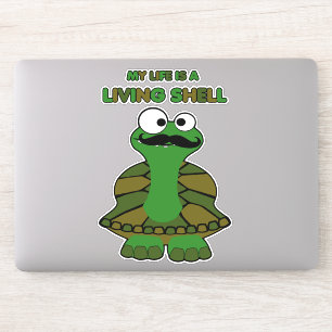 Sticker Funny Mustache Turtle Life is Living Shell