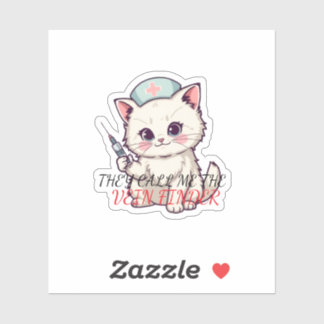 Sticker Funny Nurse Cat The Vein Finder Personalized