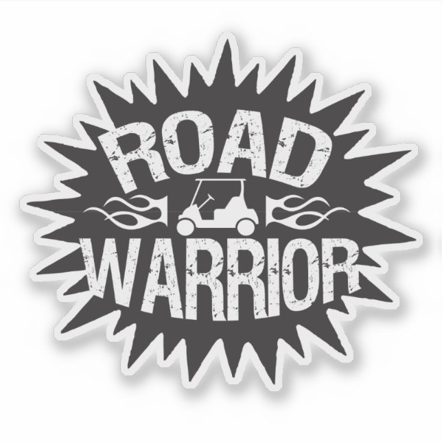 Sticker Funny Road Warrior Golf Panier Style vélo (Devant)