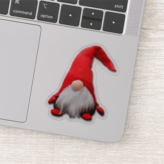 Sticker Funny Rouge Gnome Contour de Noël (Détail)