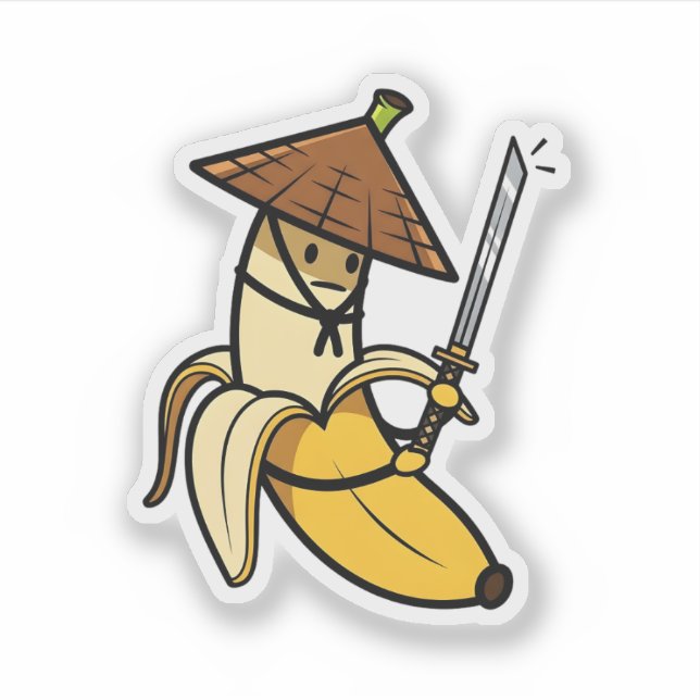 Sticker Funny Samurai Banana Ronin Cartoon Illustration (Devant)