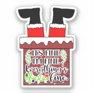 Sticker Funny Santa-I'm Fine. Everything is