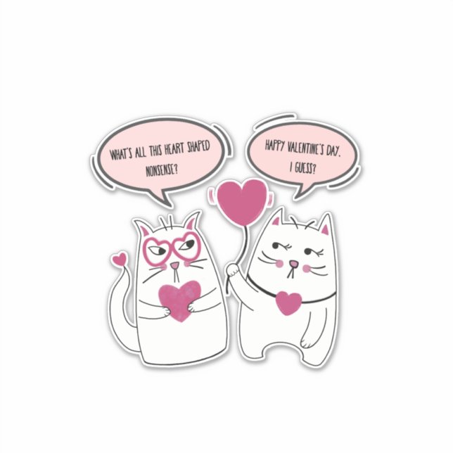Sticker Funny Sarcastique Valentines Jour Chat Couple (Devant)