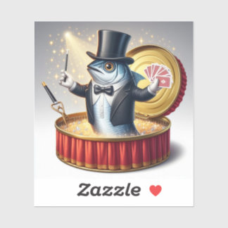 Sticker  Funny Sardine Magician Trickster Illusion Fish