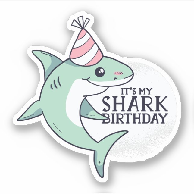 Sticker Funny SHARK Anniversaire Cartoon Enfants Ados Cade (Devant)