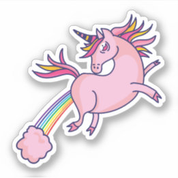 Sticker Funny Unicorn Farting Rainbows Cartoon Cute Gag