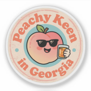 Sticker Funny Vintage Peachy Keen en Georgia Peach