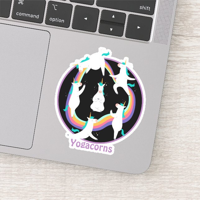 Sticker Funny YOGA Unicorns Poses Namaste Rainbow Custom (Détail)