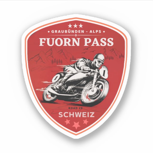 Sticker Fuorn Pass-Ofenpass Suisse - Alpes tour moto (Devant)