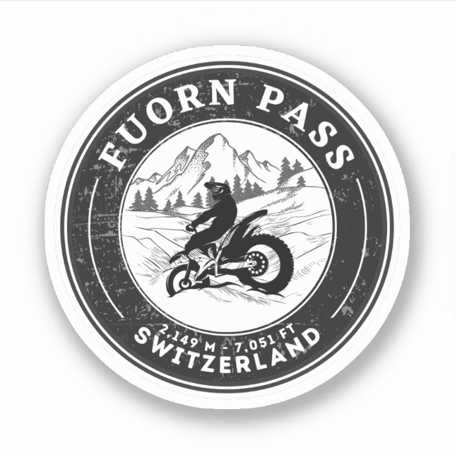 Sticker Fuorn Pass-Ofenpass Suisse - Alpes tour moto (Devant)