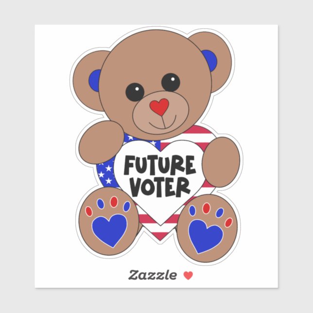 Sticker Future Électorale Teddy Bear Kids Vote Élections U (Feuille)