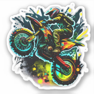 Sticker Futuriste Vélo De Chemin, Neon Motocross Vélo De R