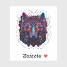 Sticker Futuriste Vivid Wolf Neon