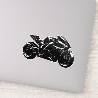 Sticker Futuristic Motorcycle Black White Vector 