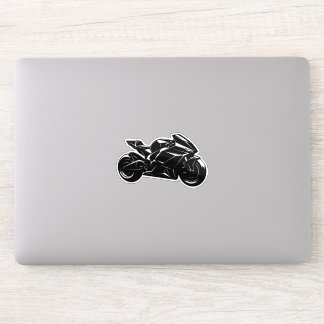 Sticker Futuristic Motorcycle Black White Vector 