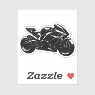 Sticker Futuristic Motorcycle Black White Vector 