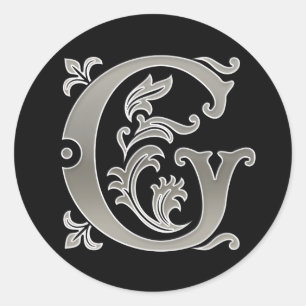 Sticker G rond initial en argent
