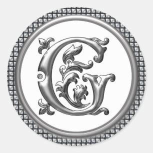 Sticker G rond initial en argent