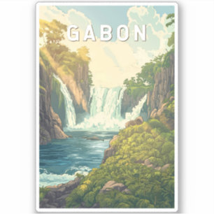 Sticker Gabon Illustration Voyage Art Vintage