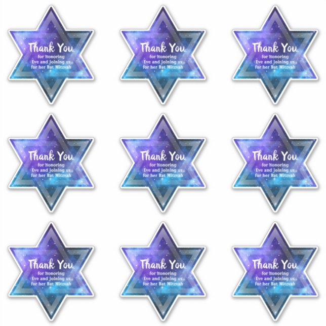 Sticker Galaxie bleu violet étoile de David Bar Bat mitzva (Devant)