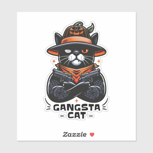 STICKER GANGSTA CAT HALLOWEEN (Feuille)