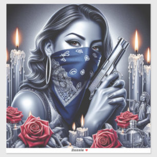 Sticker Gangster Girl Hip hop chicano art Design