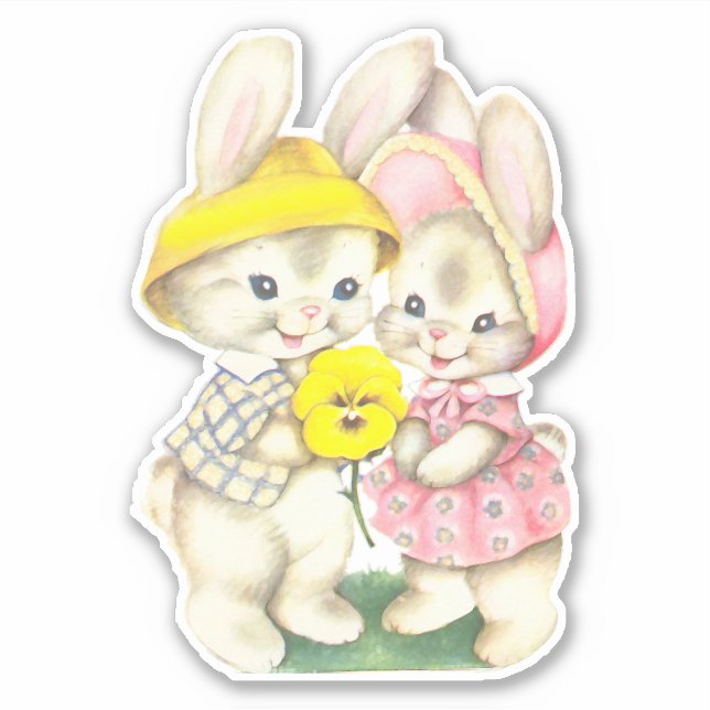 Sticker Garçon Et Fille Bunnies (Devant)