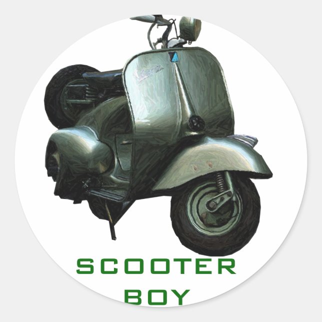 STICKER GARÇON SCOOTER vintage (Devant)