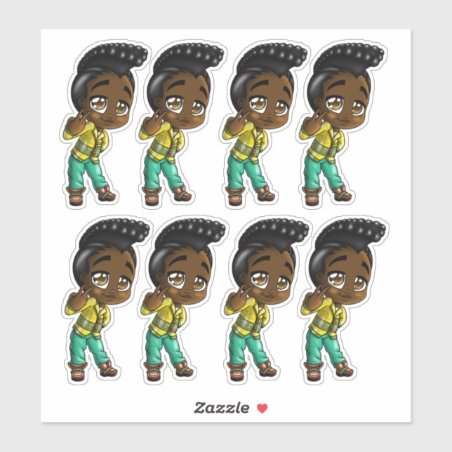Sticker Garçons africains américains (Feuille)