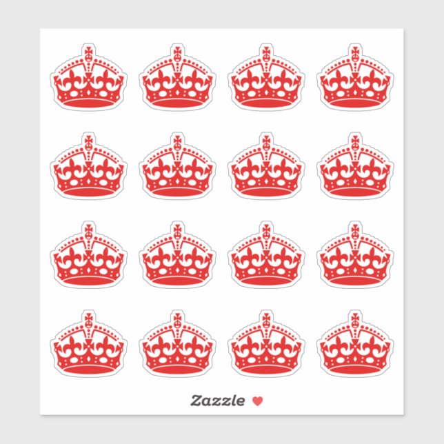 Sticker Gardez le calme rouge couronne (Feuille)