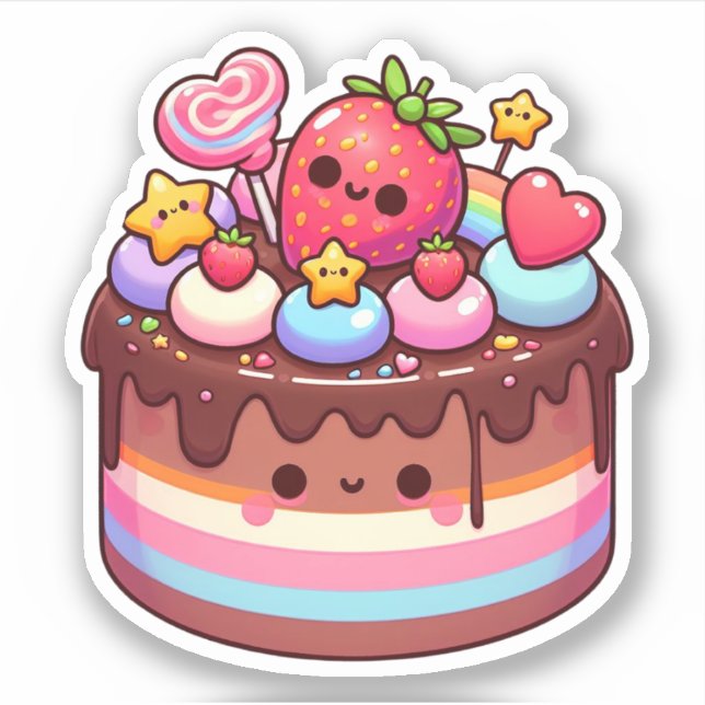 Sticker gâteau au chocolat yummy kawaii (Devant)