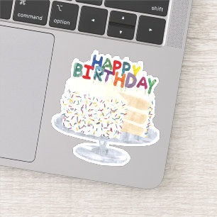 Sticker Gâteau blanc aux confettis saupoudré et bougies