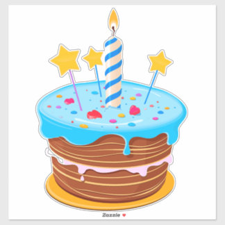 Sticker Gâteau d'anniversaire coloré avec bougies