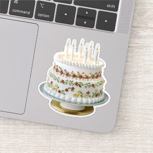 Sticker Gâteau d'anniversaire décoratif mignon avec bougie