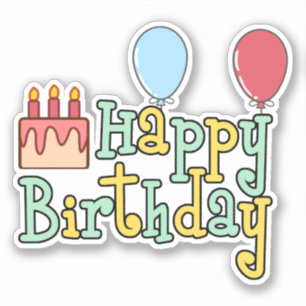 Sticker Gâteau d'anniversaire et ballons